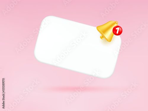 3D reminder notifications page with floating elements. Alert for business planning ,events, reminder and timetable in background. 3d vector bell render on placard.