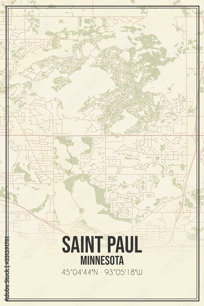 Fototapeta premium Retro US city map of Saint Paul, Minnesota. Vintage street map.