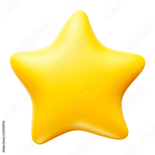 Cartoon shiny golden star 3d vector icon isolated on white background
