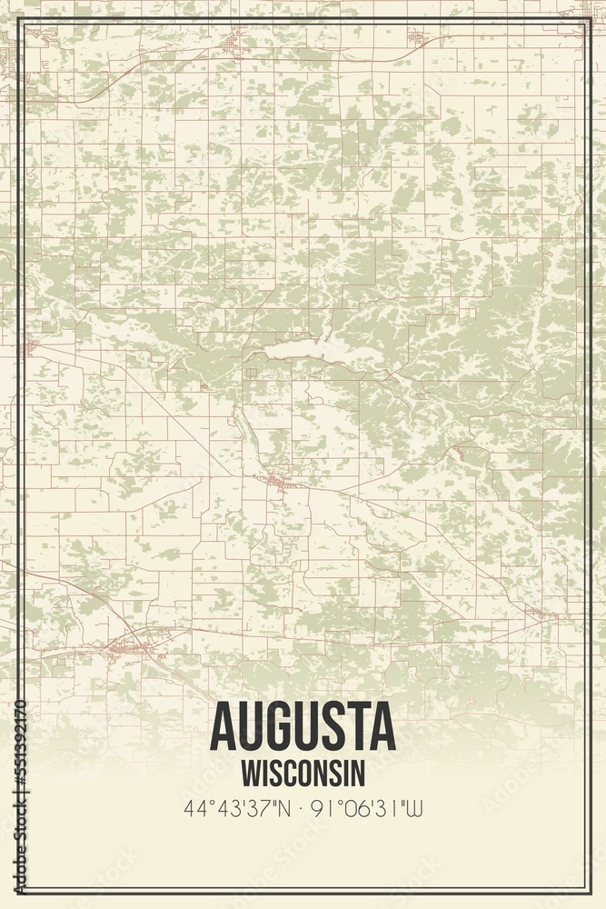 Fototapeta premium Retro US city map of Augusta, Wisconsin. Vintage street map.