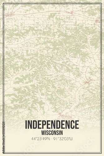 Retro US city map of Independence, Wisconsin. Vintage street map. © Rezona