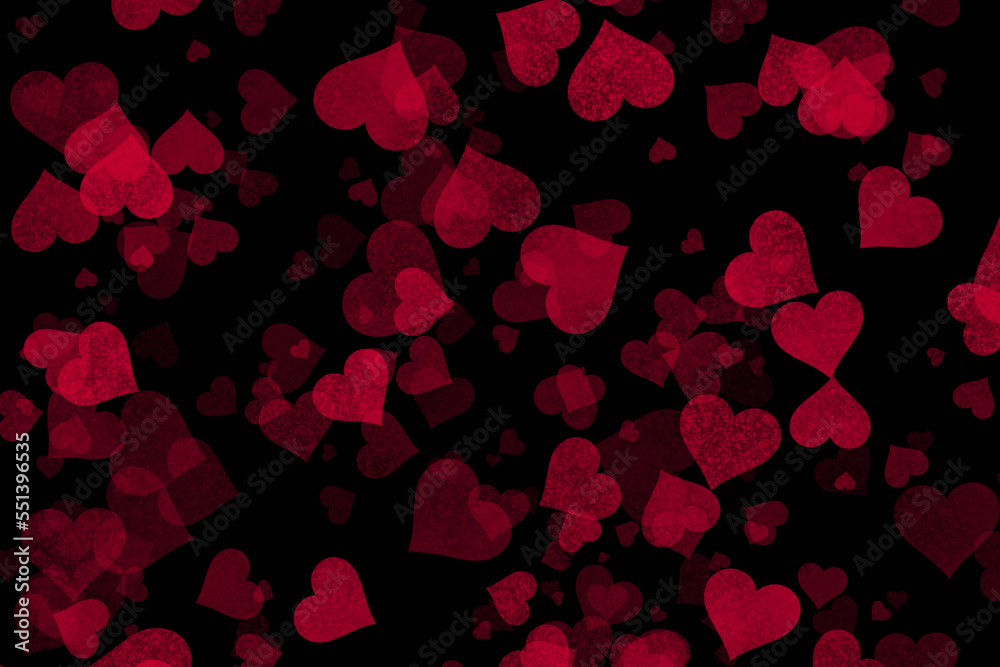 Stylish background with a huge amount of hearts in color of the year 2023 viva magenta . 