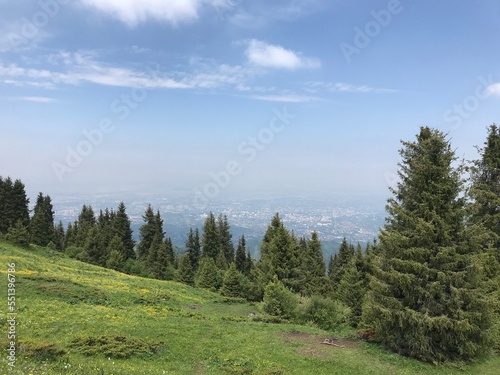 Smog above the city  view from the top of mountains