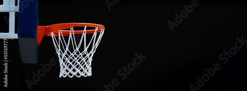 Basketball hoop isolated on black background. Horizontal sport poster, greeting cards, headers, website © Augustas Cetkauskas