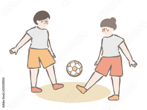 サッカー　女性　イラスト　セット
