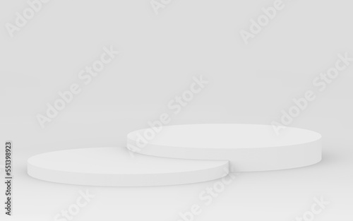 Abstract 3d gray white color cylinder podium minimal studio background.
