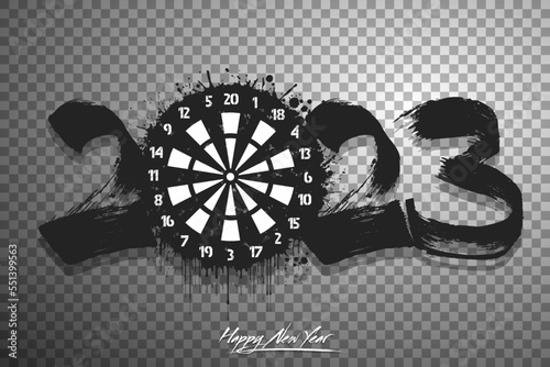 Happy New Year 2023 and dartboard
