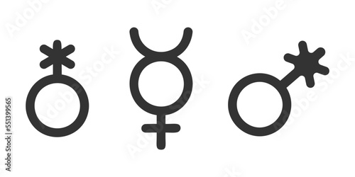 Set of non binary icons. Public restroom or locker room symbols for genderless persons isolated on white background. Gender identity concept. Vector graphic pictograms.