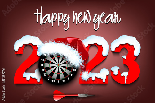 Happy New Year 2023 and dartboard