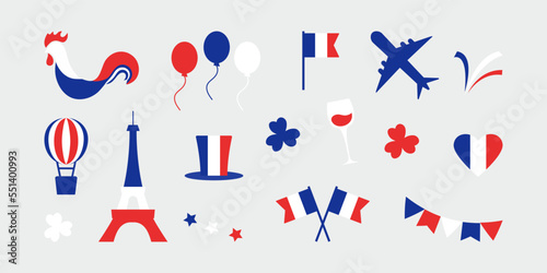 France symbol vector icon, french set, country flag. Blue, white and red colors. National illustration