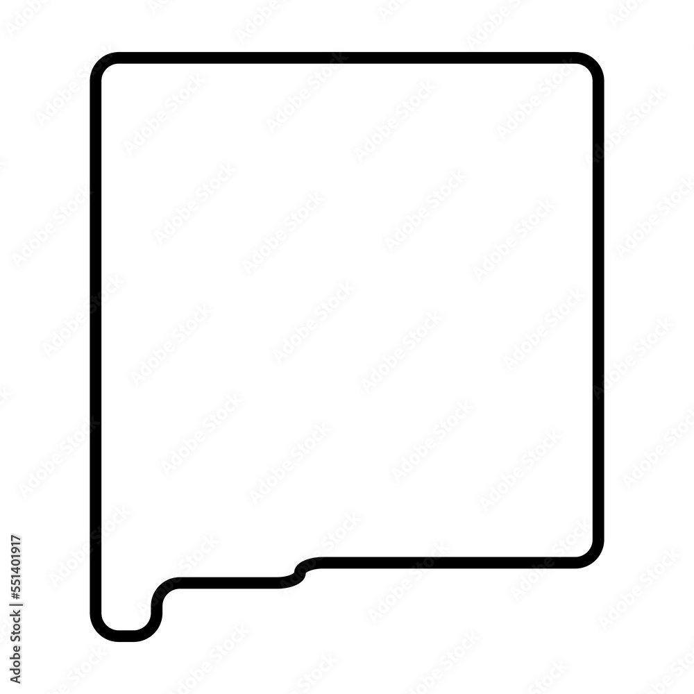 New Mexico state of United States of America, USA. Simplified thick black outline map with rounded corners. Simple flat vector illustration New Mexico state of United States of America, USA. Simplified thick black outline map with rounded corners. Simple flat vector illustration