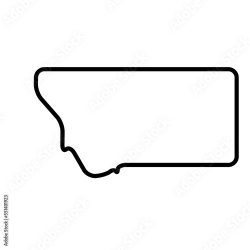 Montana state of United States of America, USA. Simplified thick black outline map with rounded corners. Simple flat vector illustration photo