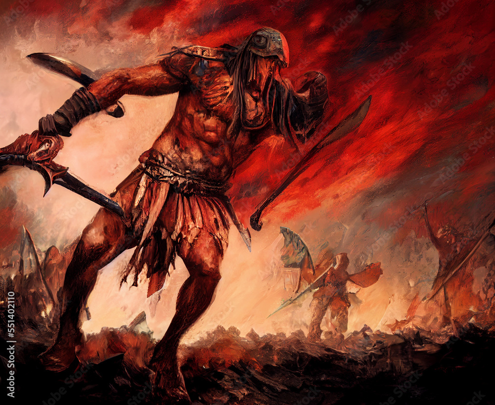 Fierce ancient battle with swords Fierce ancient battle with swords