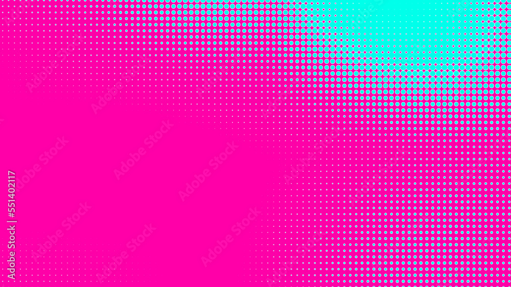 Dots halftone green pink color pattern gradient texture with technology digital background. Dots pop art comics with summer background.