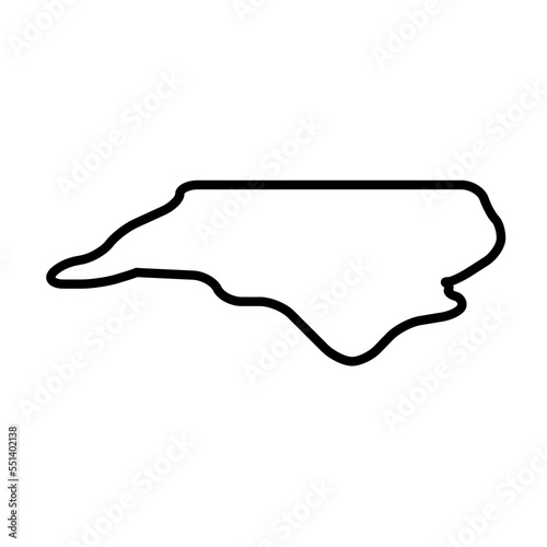 North Carolina state of United States of America, USA. Simplified thick black outline map with rounded corners. Simple flat vector illustration