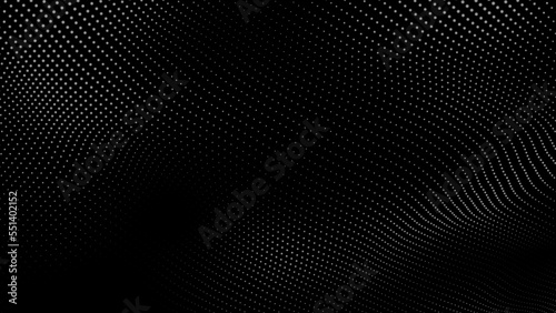 Dot white black wave technology texture background. Abstract big data digital concept. 3d rendering.