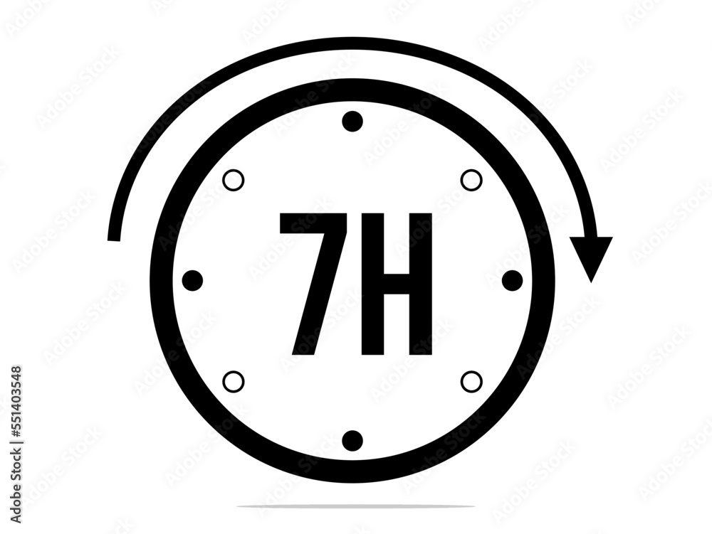 7 hours timer clock. Timer 7 hours icon. Time measure. Chronometer icon