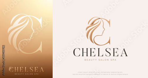beauty monogram letter c woman silhouette logo design