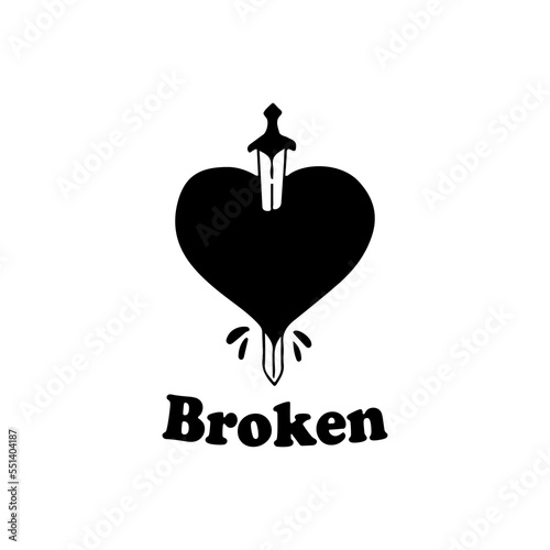 vector illustration of sword piercing heart