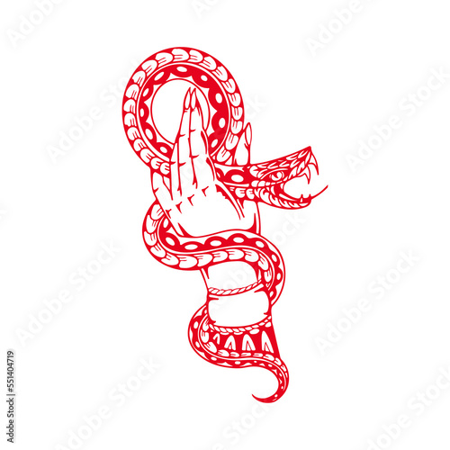 vector illustration of a hand with a snake