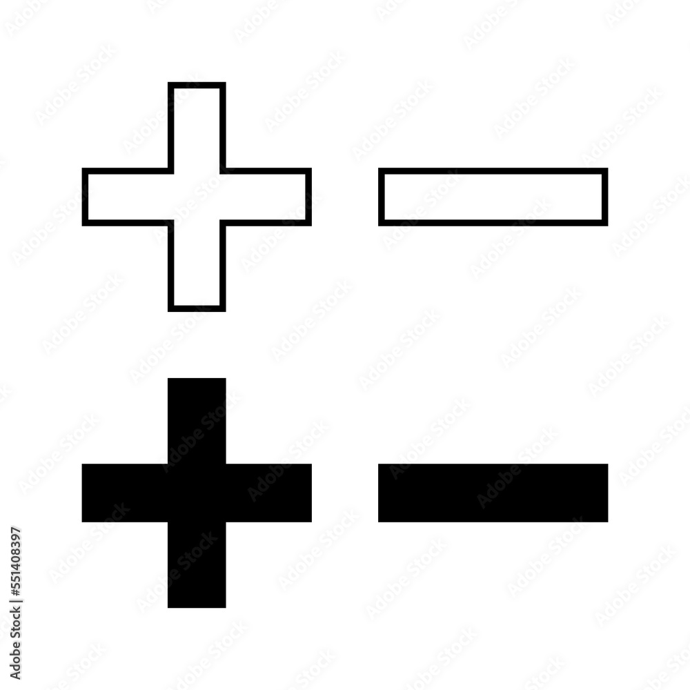 Plus and minus icon vector for web and mobile app. plus sign and symbol. add plus icon Plus and minus icon vector for web and mobile app. plus sign and symbol. add plus icon