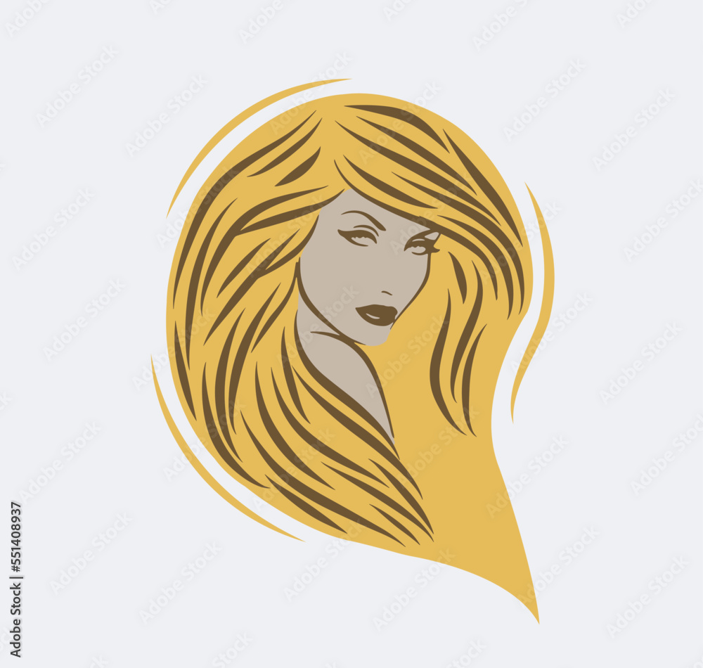 Stylized woman head silhouette for hair product logo or hair salon. Stylized woman head silhouette for hair product logo or hair salon.