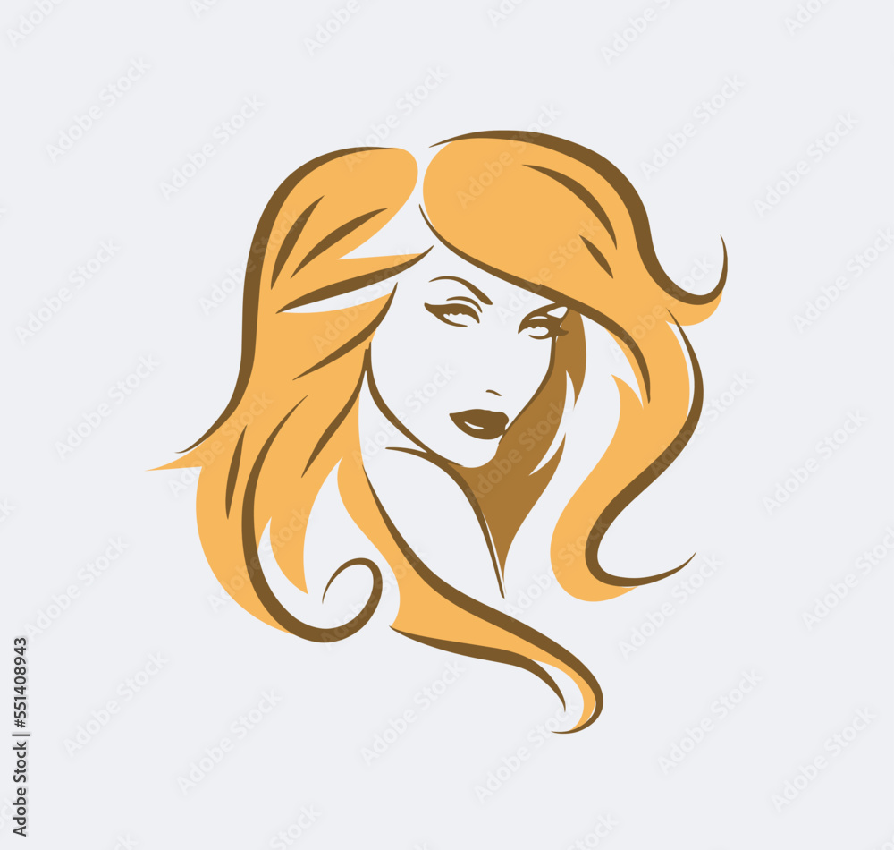 Stylized woman head silhouette for hair product logo or hair salon. Stylized woman head silhouette for hair product logo or hair salon.