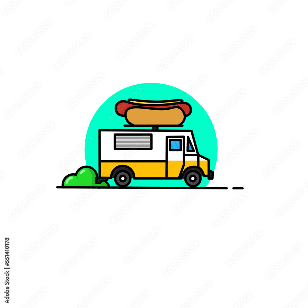 illustration vector graphic of hotdog truck perfect for logo, icon, design, posters, flyers, and advertisements illustration vector graphic of hotdog truck perfect for logo, icon, design, posters, flyers, and advertisements