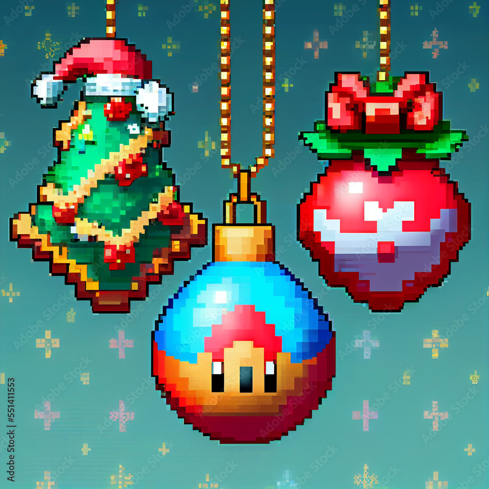 Pixel Art of Fun Holiday gifts and ornaments for Christmas Pixel Art of Fun Holiday gifts and ornaments for Christmas
