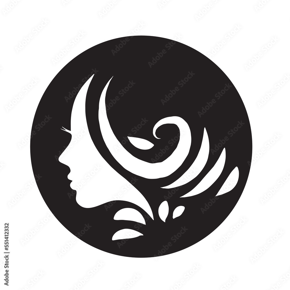 Stylized woman head silhouette for hair product logo or hair salon. Stylized woman head silhouette for hair product logo or hair salon.