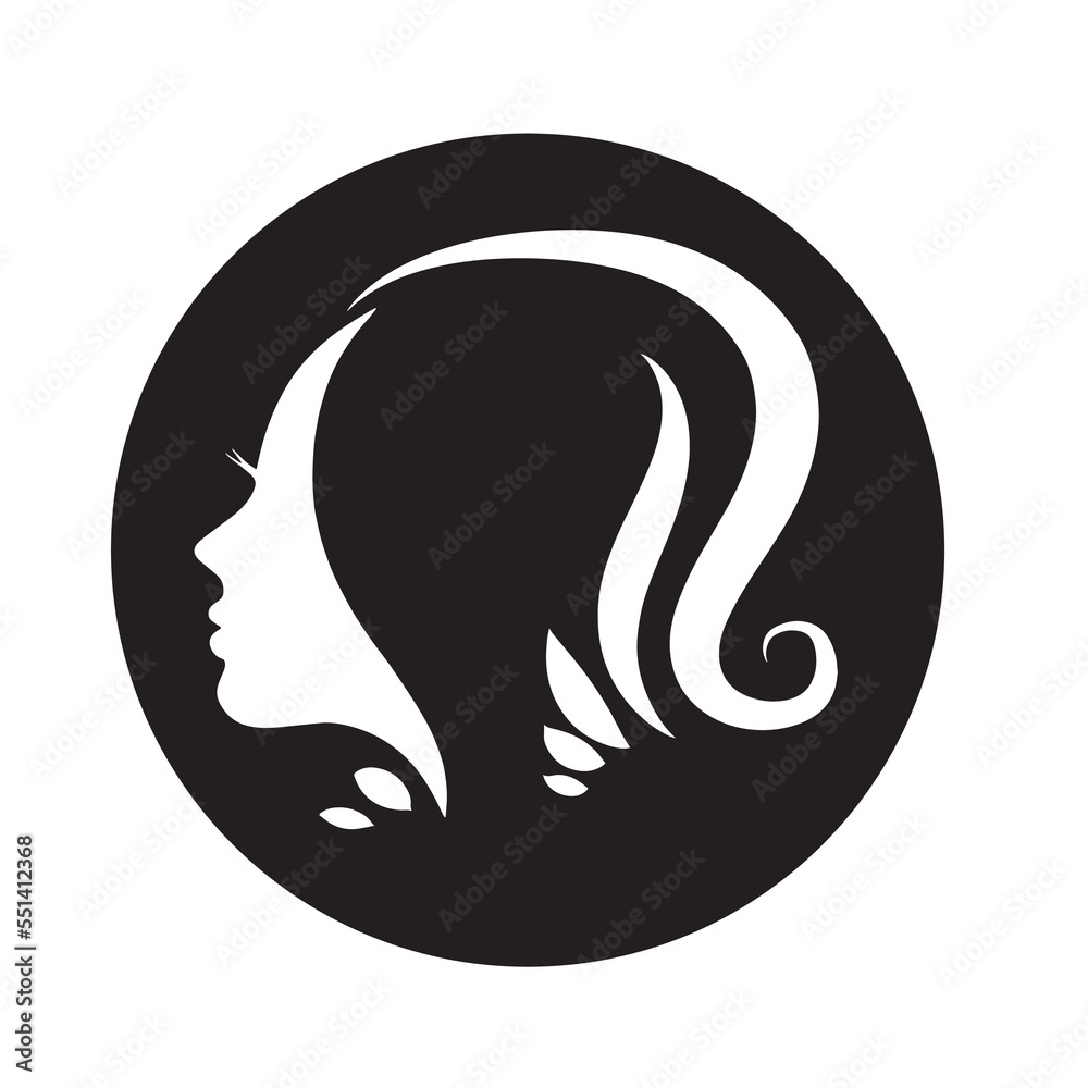 Stylized woman head silhouette for hair product logo or hair salon. Stylized woman head silhouette for hair product logo or hair salon.