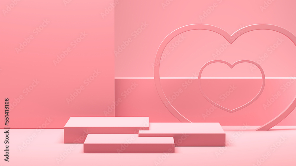 Minimal heart shapes background mock up podium Minimal heart shapes background mock up podium