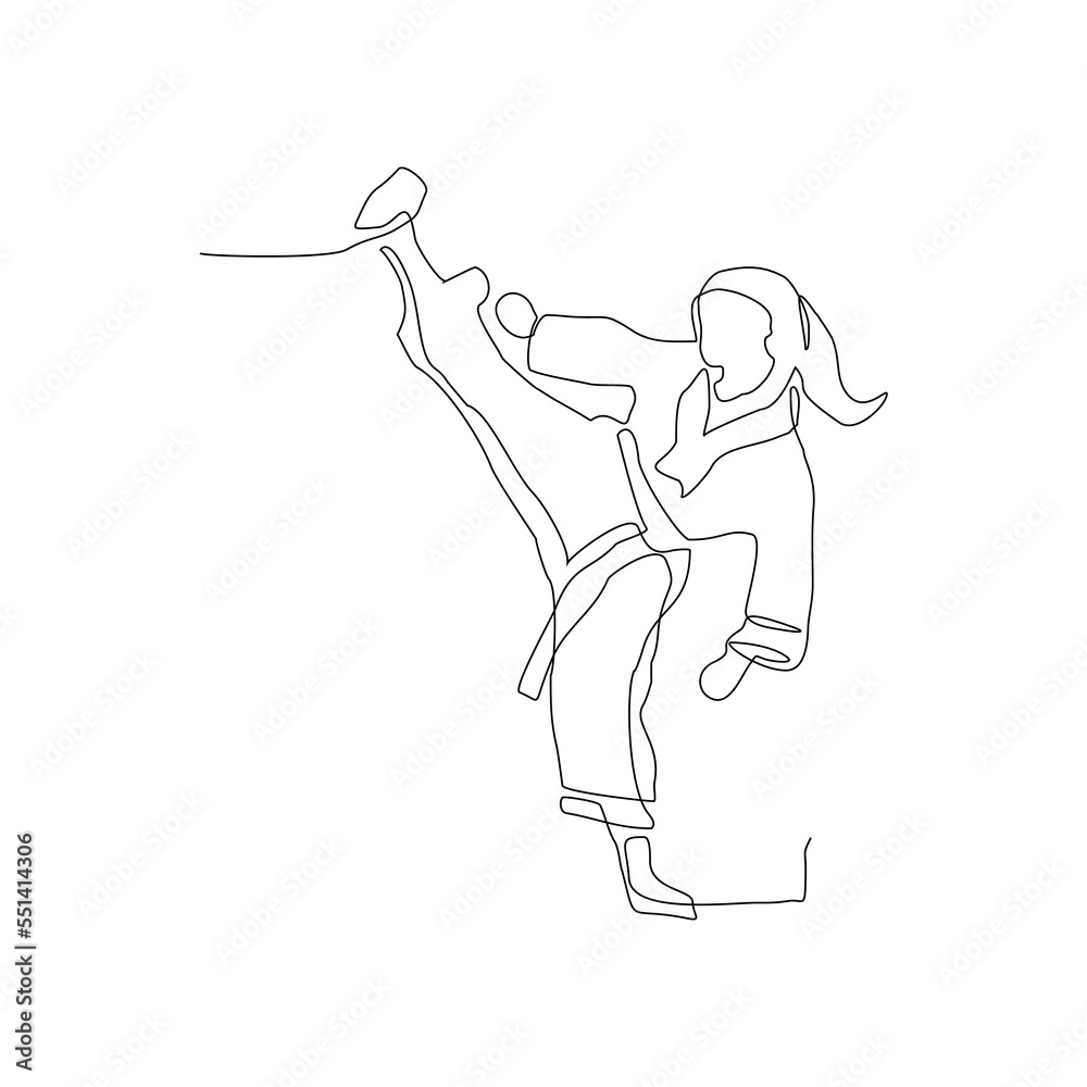 continuous line of women practicing kung fu