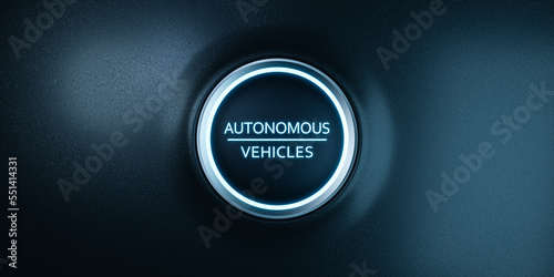 Car engine start button concept, autonomous driving tech for future smart electric vehicle, AI auto pilot navigation system technology 3d rendering