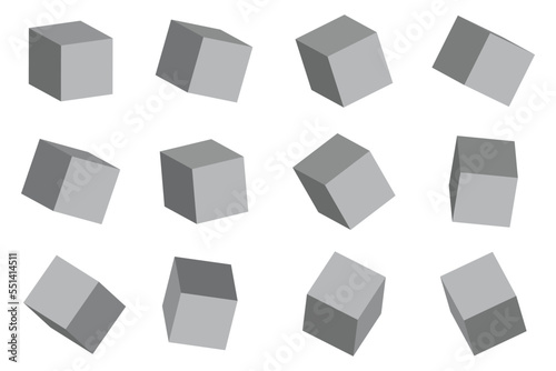 Fototapeta Naklejka Na Ścianę i Meble -  3d set with gray cubes. Geometric background. Gray cubes in abstract style. Vector illustration. Stock image. 