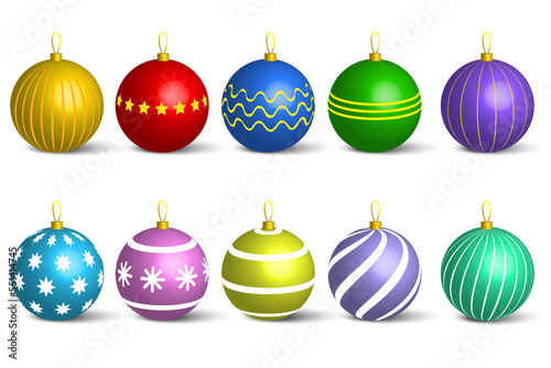 New year's toys set. Christmas element. Event elements. Vector illustration. Stock image. 