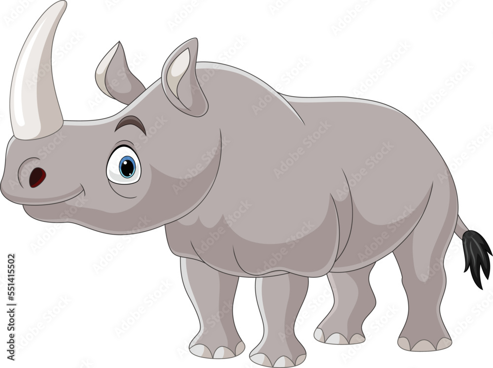 Fototapeta premium Cartoon rhino on white background