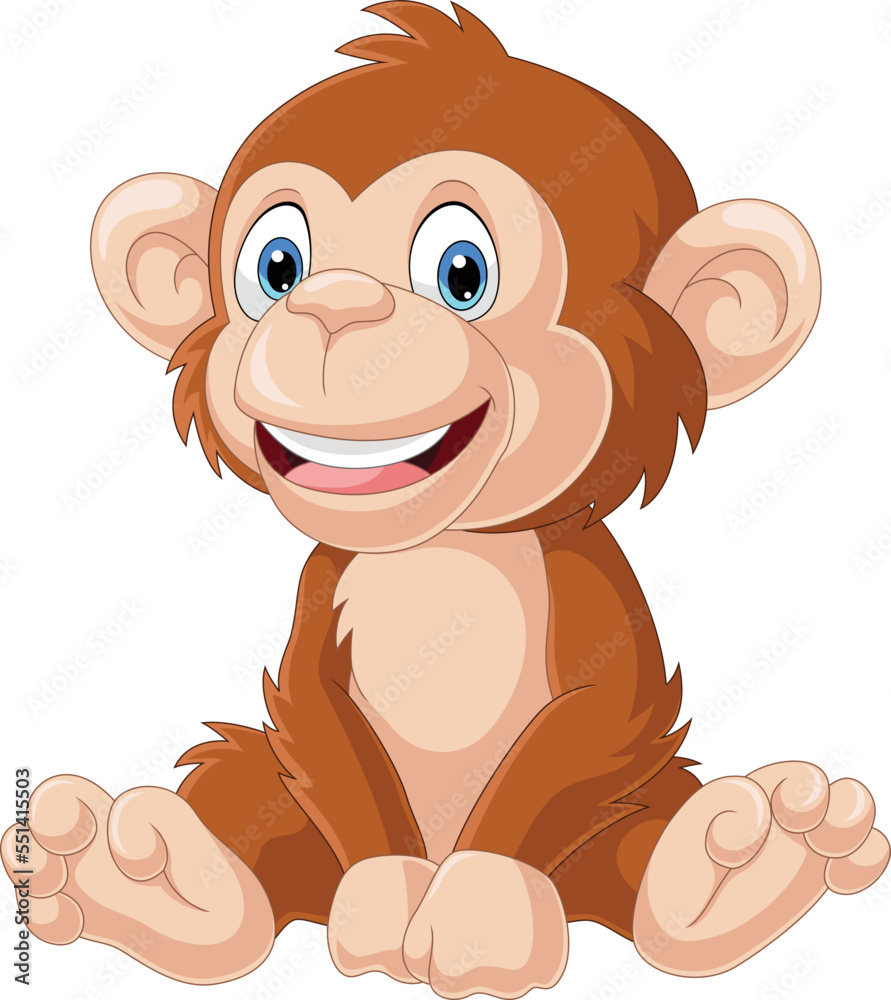 Obraz premium Cute little monkey cartoon sitting