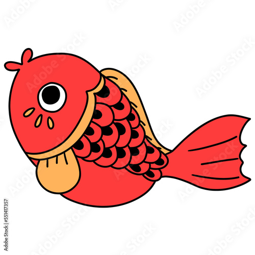 watercolor drawing. japanese traditional golden carp. golden fish chinese new year
