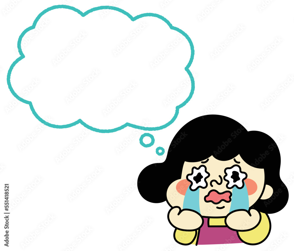 ふきだし 涙を流して号泣するコミカルな女性キャラクターイラスト素材 ふきだし 涙を流して号泣するコミカルな女性キャラクターイラスト素材