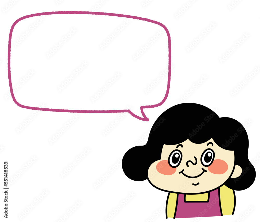 ふきだし 笑顔のコミカルな女性キャラクターイラスト素材 ふきだし 笑顔のコミカルな女性キャラクターイラスト素材