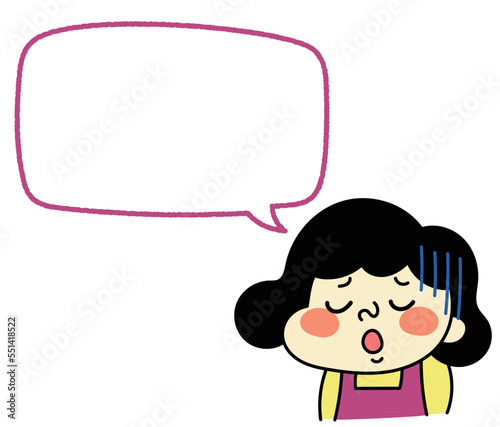 ふきだし　 残念な表情のコミカルな女性キャラクターイラスト素材
