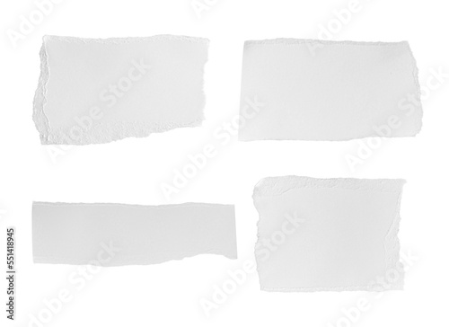 Set of White ripped piece of paper isolated on transparent background PNG file photo
