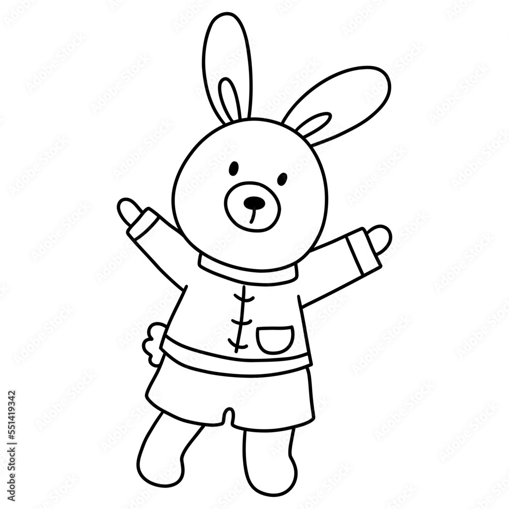 Cute bunny in Chinese traditional costume, Cheongsam dress Cute bunny in Chinese traditional costume, Cheongsam dress