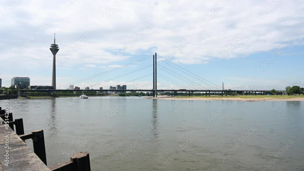Dusseldorf, Germany: Tv tower and bridge. Rhine river. Dusseldorf, Germany: Tv tower and bridge. Rhine river.