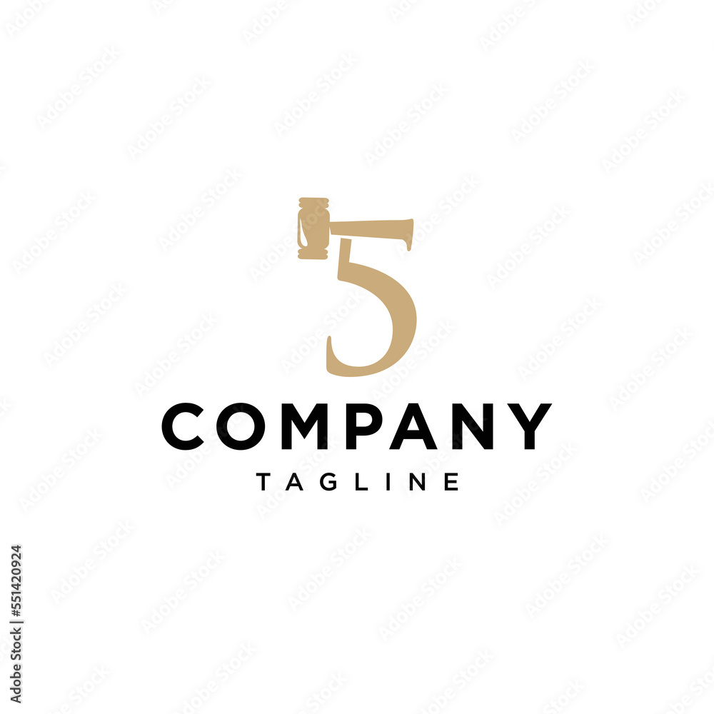 5 Number  Auction Vector logo icon vector Template