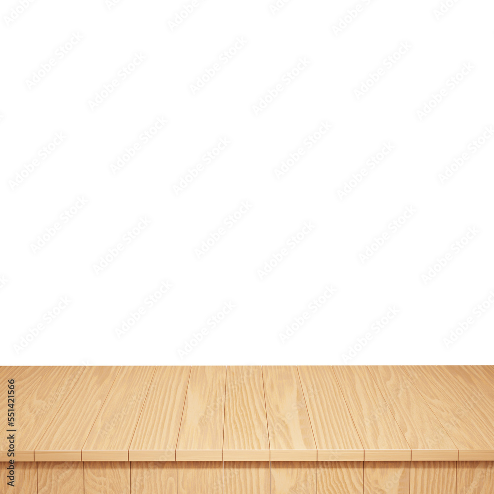 Wooden table foreground, wood table top front view 3d render isolated Wooden table foreground, wood table top front view 3d render isolated