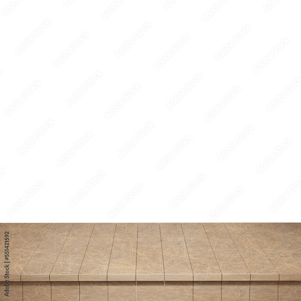 Wooden table foreground, wood table top front view 3d render isolated Wooden table foreground, wood table top front view 3d render isolated