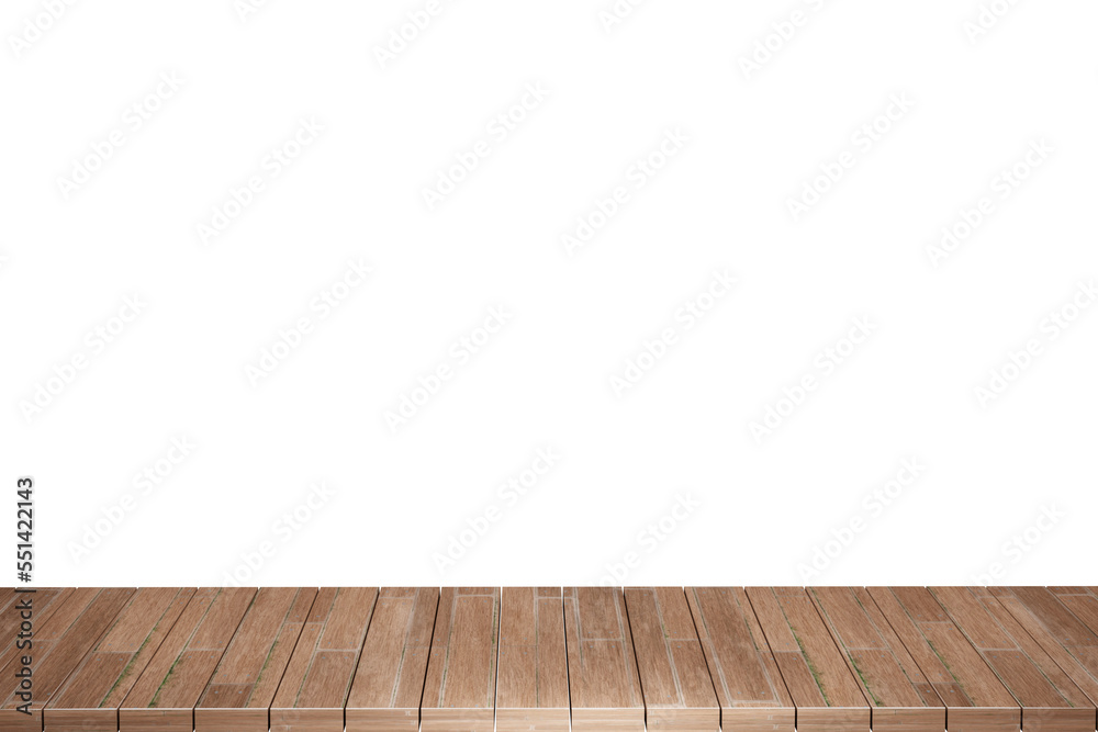 Wooden table foreground, wood table top front view 3d render isolated Wooden table foreground, wood table top front view 3d render isolated
