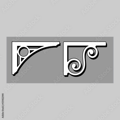 Craftsman Bracket cornice pieces for decorating or shelves. Decoration vector design for cutting on CNC or laser cut on wood corner design sample. wood corner home decoration
